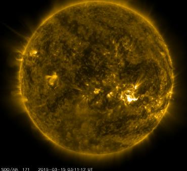 SDO/NASA Bild vom Flare, das wahrscheinlich einer der Auslöser für den Sonnensturm war.
